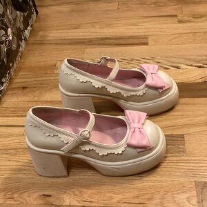 Sugar Thrillz Pink and White Platform 3.5 inch heel Shoes